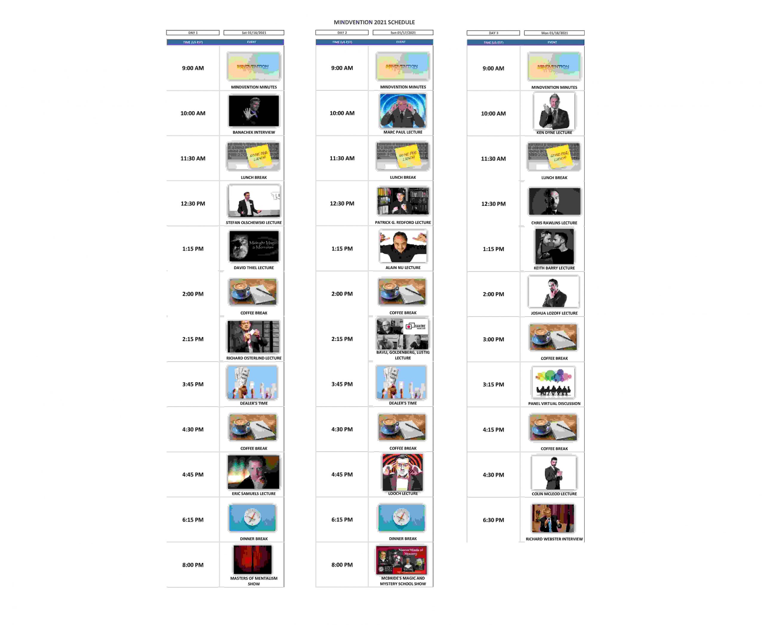 Photo MV 2021 Schedule Photo MV 2021 Schedule
